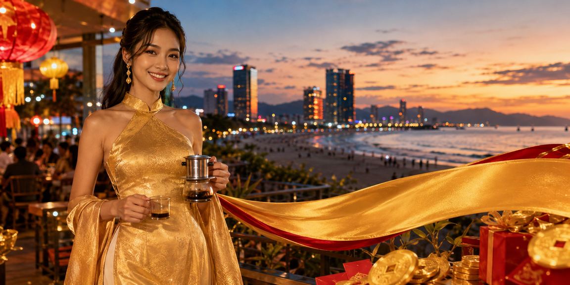 Người phụ nữ mặc áo dài tại Đà Nẵng đang nhận ưu đãi hoàn tiền từ nền tảng giải trí trực tuyến