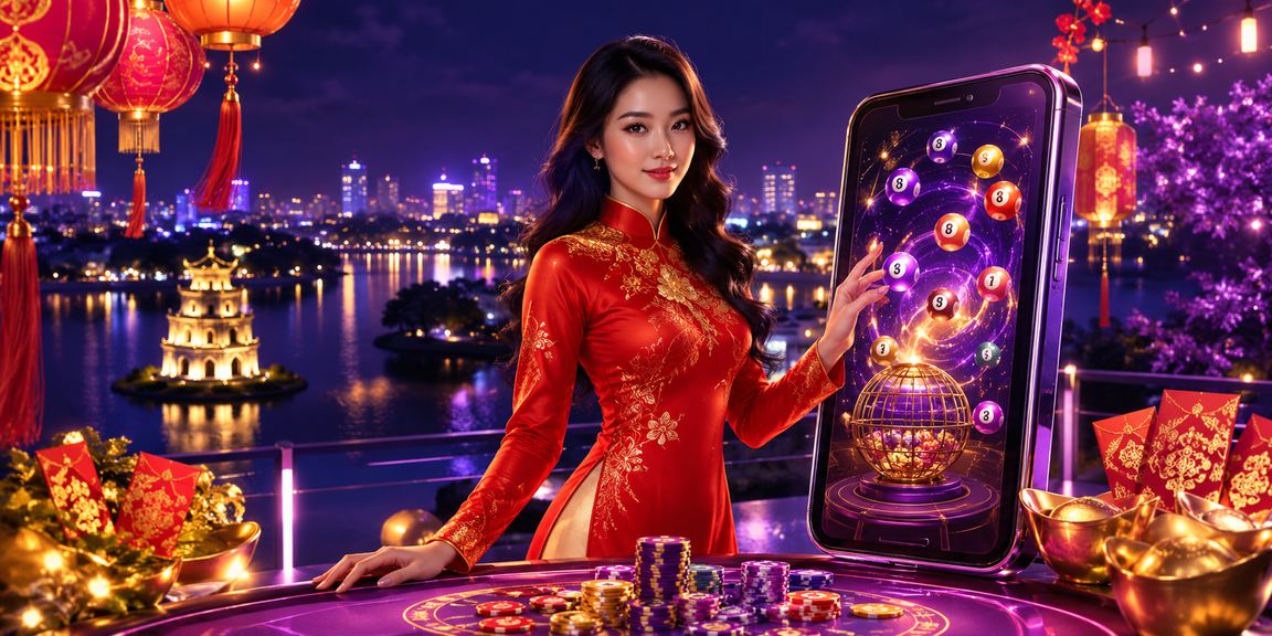 Phụ nữ mặc áo dài Hà Nội kiểm tra thông tin xổ số và tham gia giải trí trực tuyến