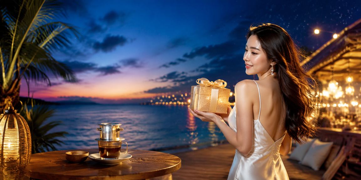 Người dùng Phú Quốc thực hiện giao dịch tài chính vn500 bên tách cà phê